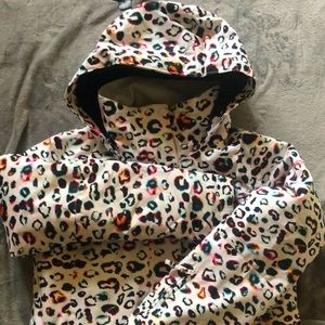 Girls Roxy Jetty Snow Jacket Bright White Leopard